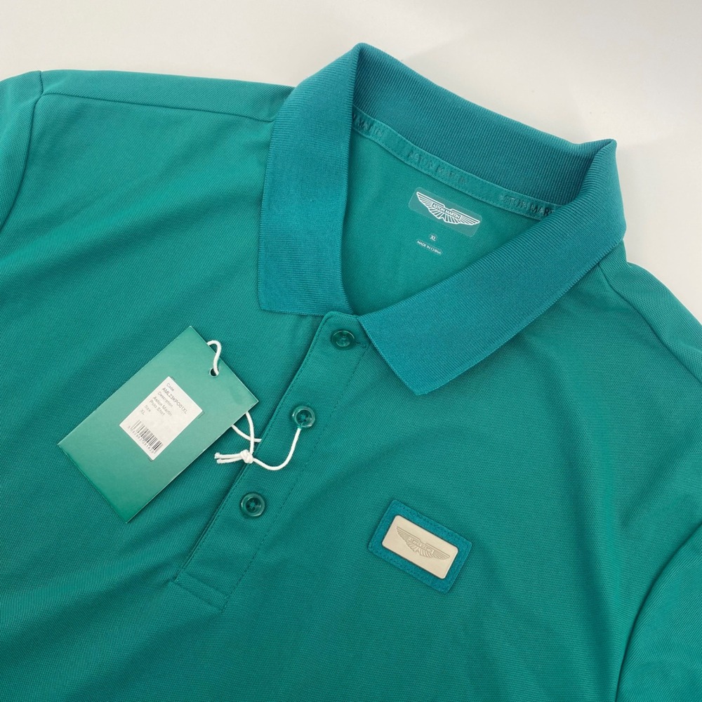 Aston Martin Polo Shirt Mens XL Teal Green Short‎ Sleeve AML23KPO01XL NWT Logo